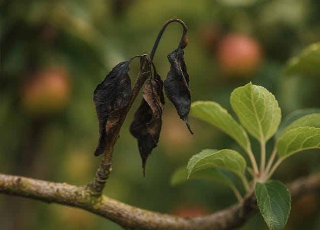 Apple tree fire blight. what does it look. like